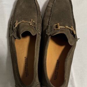 Saks Fifth Avenue Men's Olive Brown Suede Bit Loafers